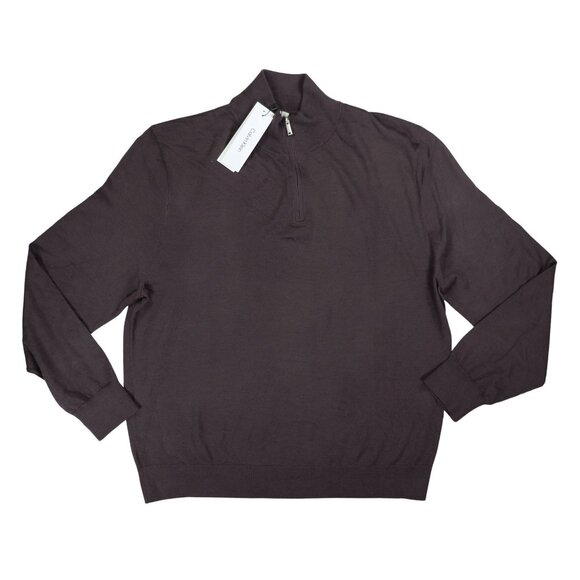 Calvin Klein 1/4 Zip Mock Neck Wool Blend Pullover Men's Sweater XXL NWT Raisin - Picture 1 of 2